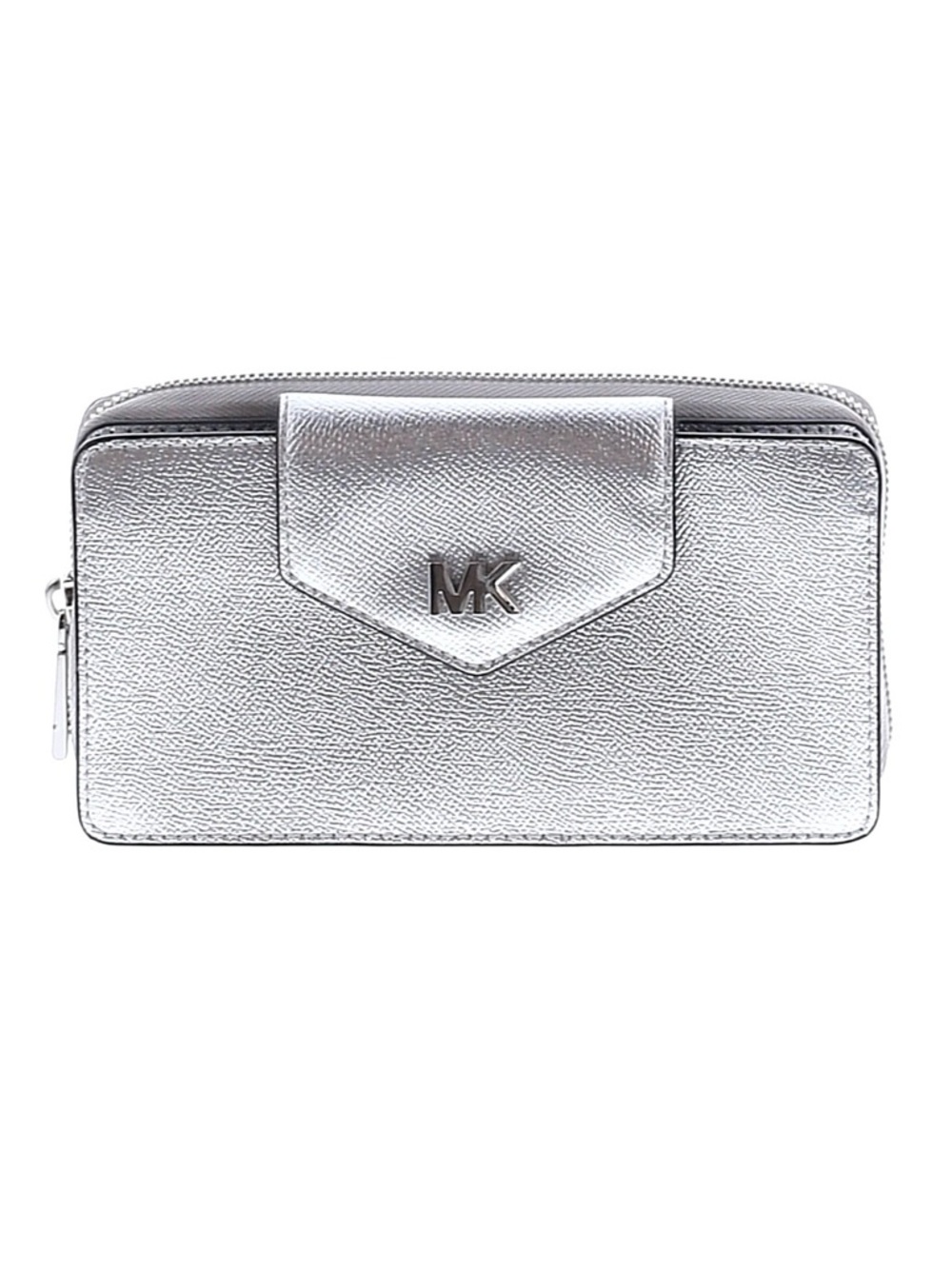 Michael Kors Silver Metallic Leather convertible Wallet or crossbody
